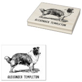 Antique Collie Hond Tekening Naam Rubberstempel (Gestempeld)