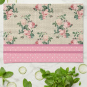 Antique Cottage Roses and Pink Polka Dots Theedoek (Gevouwen)