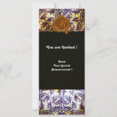 ANTIQUE DAMASK BRUINE WAS ZEGEL MONOGRAM, paars Kaart (Achterkant)