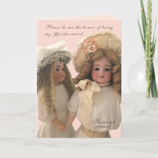 Antique Dolls 'Be My Bridesmaid' Card Kaart (Voorkant)