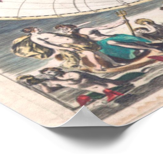 Antique Double-Hemisphere World Map Poster (Hoek)