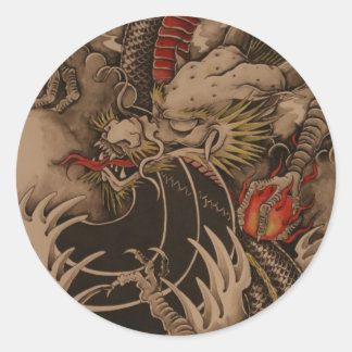 Antique dragon ronde sticker