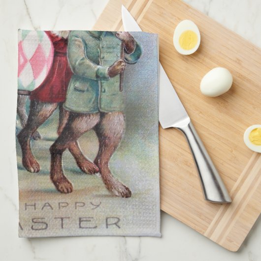 Antique Easter Bunny Parade Post Card Egg Lanterns Theedoek (Quarter Fold)