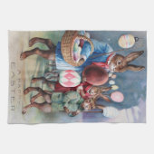 Antique Easter Bunny Parade Post Card Egg Lanterns Theedoek (Horizontaal)
