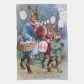 Antique Easter Bunny Parade Post Card Egg Lanterns Theedoek (Verticaal)