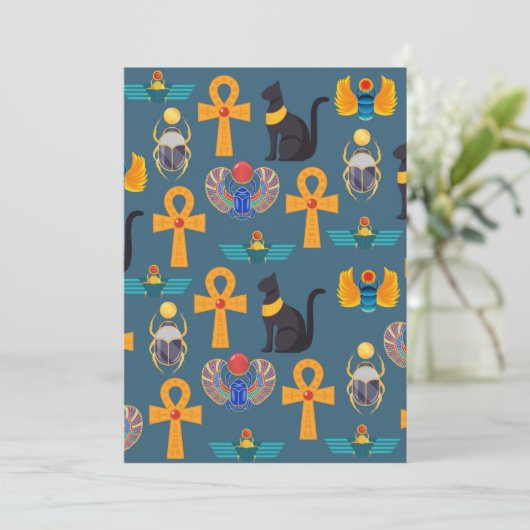Antique Egypt Pattern, Hieroglyphics digital paper Feestdagenkaart (Staand voorkant)