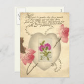 Antique Embroidered Valentine Card Feestdagenkaart (Voorkant / Achterkant)
