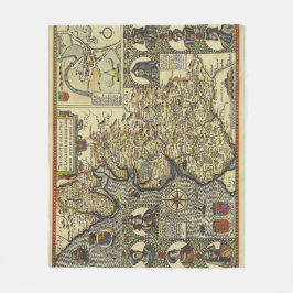 Antique Fantasie Zeemonster Kaart Print Fleece Deken