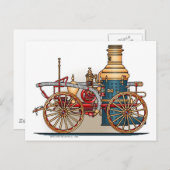 Antique Fire Truck Steam Pumper Postcard Briefkaart (Voorkant / Achterkant)