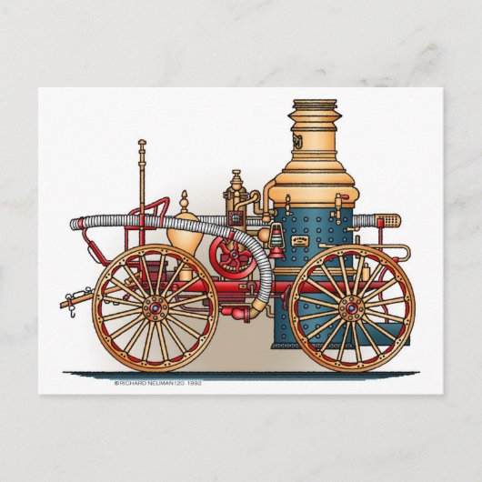 Antique Fire Truck Steam Pumper Postcard Briefkaart (Voorkant)