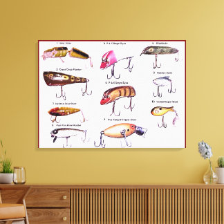 "Antique Fishing Lures Wall Art" Canvas Afdruk