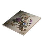 Antique Floral Gold Letter A Monogram Tegeltje (Zijkant)