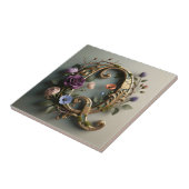 Antique Floral Gold Letter Q Monogram Tegeltje (Zijkant)