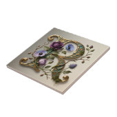 Antique Floral Gold Letter R Monogram Tegeltje (Zijkant)