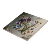 Antique Floral Gold Letter W Monogram Tegeltje (Zijkant)