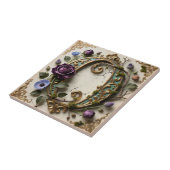 Antique Floral Gold Patina Letter O Tegeltje (Zijkant)