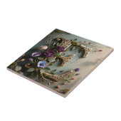 Antique Floral Gold Teal Letter E Tegeltje (Zijkant)