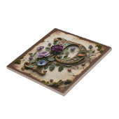 Antique Floral Opalescent Letter P Monogram Tegeltje (Zijkant)