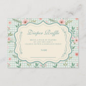 . Antique Floral Scalloped Diapper Raffle Informatiekaartje (Voorkant)