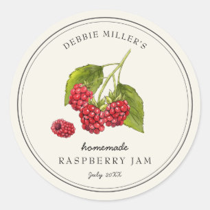 Antique frambozen zelfgemaakte jam pot label