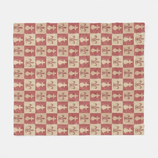 Antique French Mediaeval Fleur de Lis Pattern Fleece Deken (Voorkant (Horizontaal))