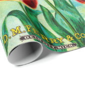 Antique Garden Advertisement, Yellow Red Tulips Cadeaupapier (Rol Hoek)