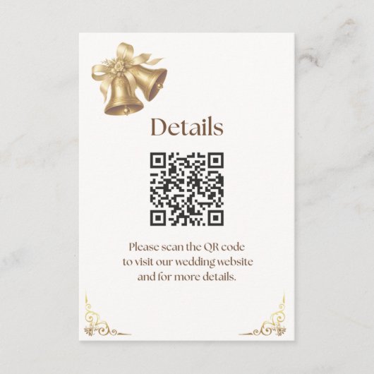 Antique Gold Bells Wedding Enclosure card Informatiekaartje (Voorkant)