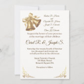 Antique Gold Bells Wedding Invitation Kaart (Voorkant)