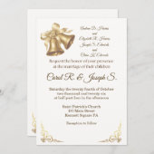 Antique Gold Bells Wedding Invitation Kaart (Voorkant / Achterkant)
