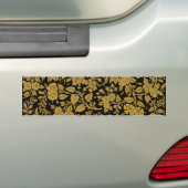 Antique Gold Floral Indian Lac-work Black Pattern Bumpersticker (Op auto)