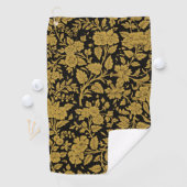 Antique Gold Floral Indian Lac-work Black Pattern Golfhanddoek (Insitu)