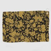 Antique Gold Floral Indian Lac-work Black Pattern Golfhanddoek (Horizontaal)