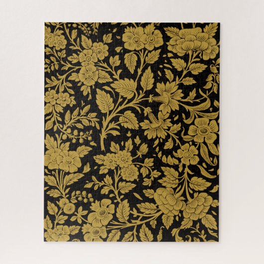 Antique Gold Floral Indian Lac-work Black Pattern Legpuzzel (Verticaal)