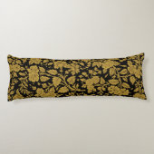 Antique Gold Floral Indian Lac-work Black Pattern Lichaamskussen (Achterkant)