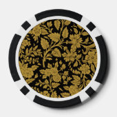 Antique Gold Floral Indian Lac-work Black Pattern Poker Chips (Achterkant)