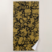 Antique Gold Floral Indian Lac-work Black Pattern Strandlaken (Voorkant)