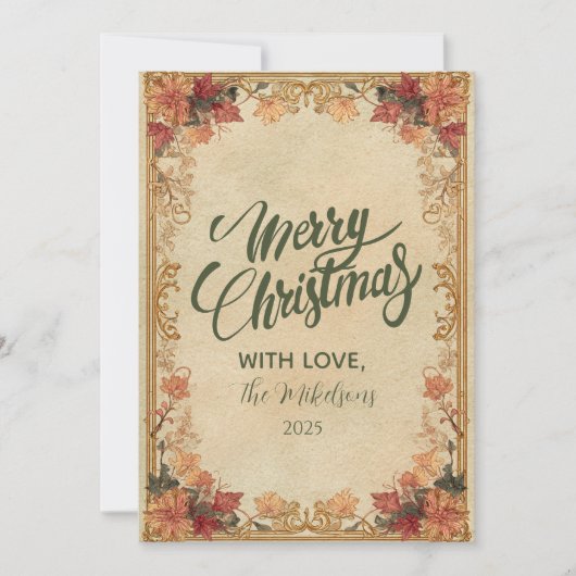 Antique Gold Holiday Feestdagenkaart (Voorkant)