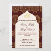 Antique Gold Mandalas Burgundy Red Islamic Wedding Kaart (Voorkant)
