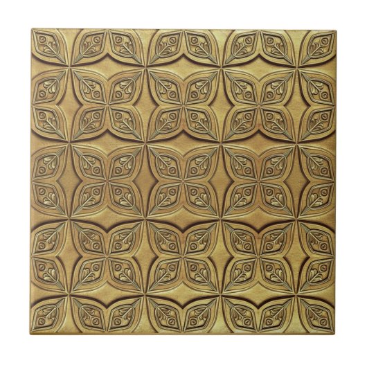 Antique Gold Petal Motif Geometric #9 ID1227 Tegeltje (Voorkant)