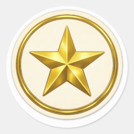 Antique Gold Star   Round  Envelope Seal Ronde Sticker