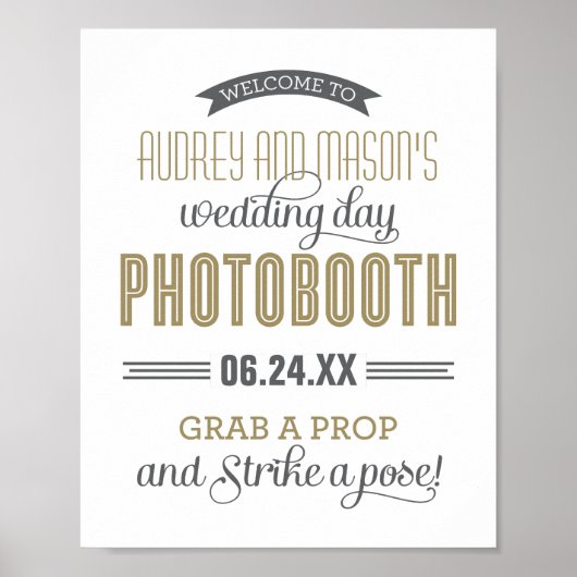 Antique gouden aangepaste trouwfoto booth bord poster (Voorkant)