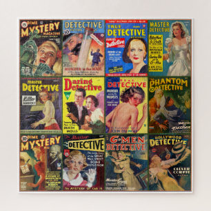 ANTIQUE GOUDEN TIJDPERK DETECTIVETIJDSCHRIFTEN LEGPUZZEL
