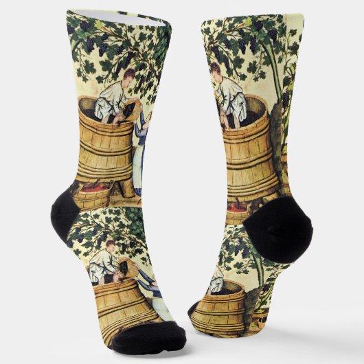 ANTIQUE GRAPE VINEYARD HARVEST  Medieval Miniature Sokken (Gebogen)