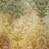 Antique Green Gold Damask Satijnen Lint
