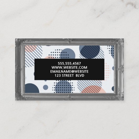 Antique grijze lijst | Abstracte geometrische acht Visitekaartje (Achterkant)