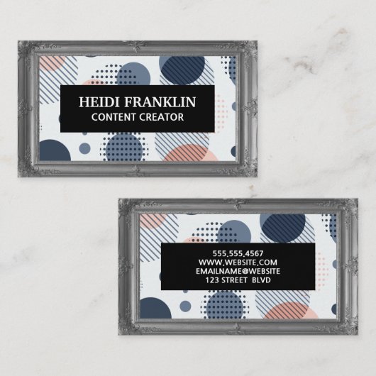 Antique grijze lijst | Abstracte geometrische acht Visitekaartje (Voorkant / Achterkant)