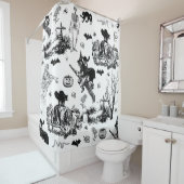 antique halloween witch ghoul skeleton toile goth douchegordijn (In situ)