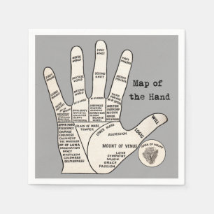 Antique Handdiagram voor Handlijnkunde: Chiromanti Servetten