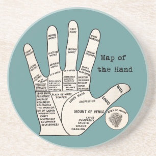 Antique Handdiagram voor Handlijnkunde: Chiromanti Zandsteen Onderzetter