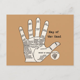 Antique Handdiagram voor Handlijnkunde: Handleesku Briefkaart